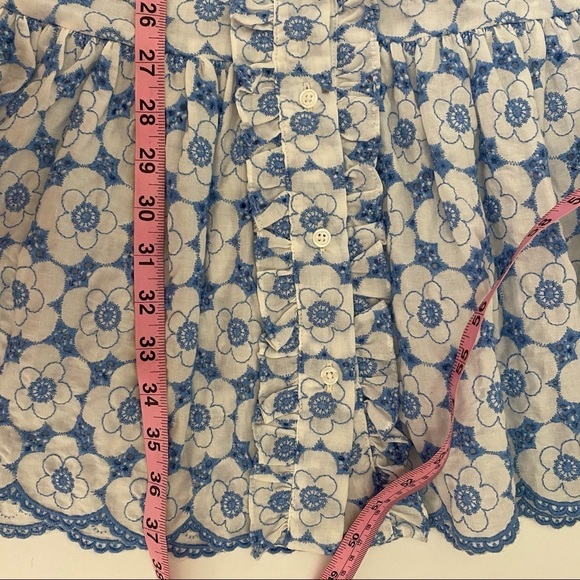 Lisa Marie Fernandez || Cornflower + Cream Ruffle Slip Dress Poppy Eyelet Size 3 - Picture 7 of 10